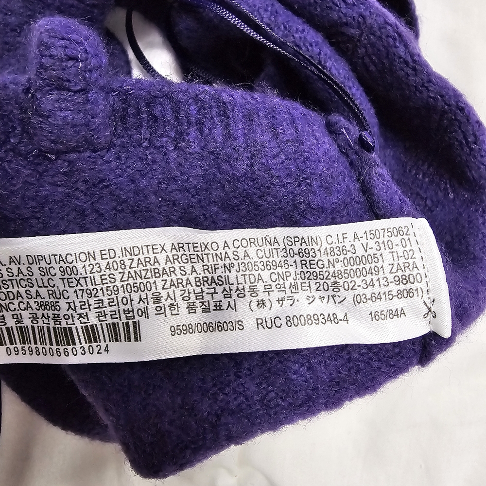 🌞NWOT ZARA BEADED KNIT CROP TOP PURPLE WOOL BLEND BLOGGERS FAV SMALL - Picture 6 of 13